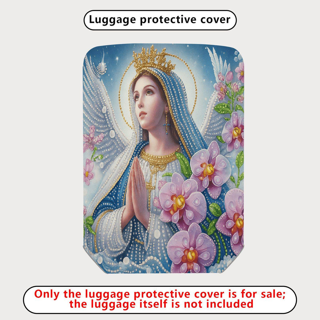 1-Piece Angel Floral Crown Orchid Praying Halo Religious  Suitcase Luggage Cover, Stretch Protective Sleeve