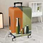 1-Piece Modern Abstract Geometric Art Vase Orange Green  Suitcase Luggage Cover, Stretch Protective Sleeve
