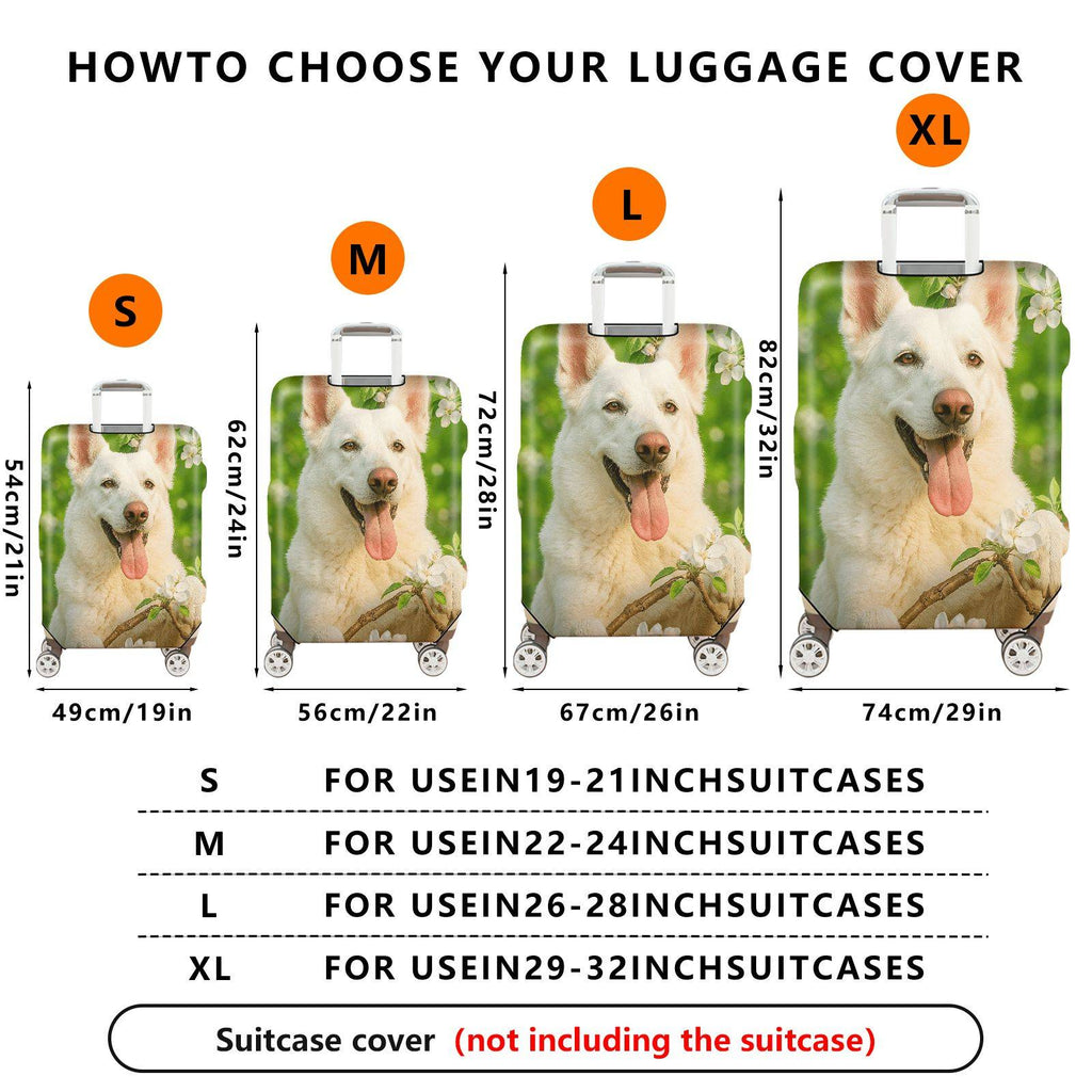 1-Piece Dog Floral Green Nature Spring Blossom  Suitcase Luggage Cover, Stretch Protective Sleeve