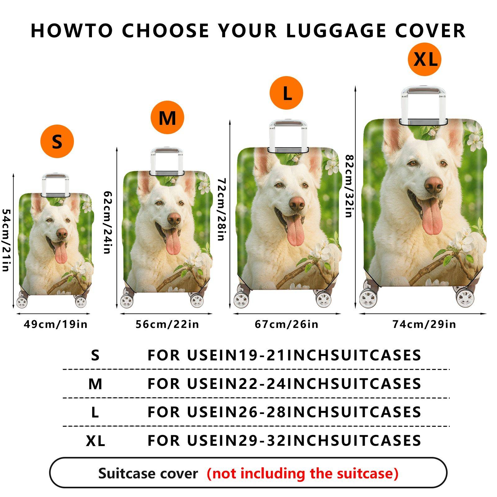 1-Piece Dog Floral Green Nature Spring Blossom  Suitcase Luggage Cover, Stretch Protective Sleeve