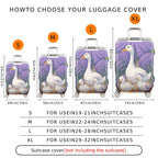 1-Piece Goose Lavender Family Purple Scenic Artistic  Suitcase Luggage Cover, Stretch Protective Sleeve