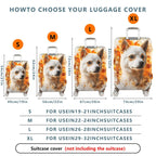 1-Piece Cute Dog Autumn Leaves Artistic Abstract Orange  Suitcase Luggage Cover, Stretch Protective Sleeve