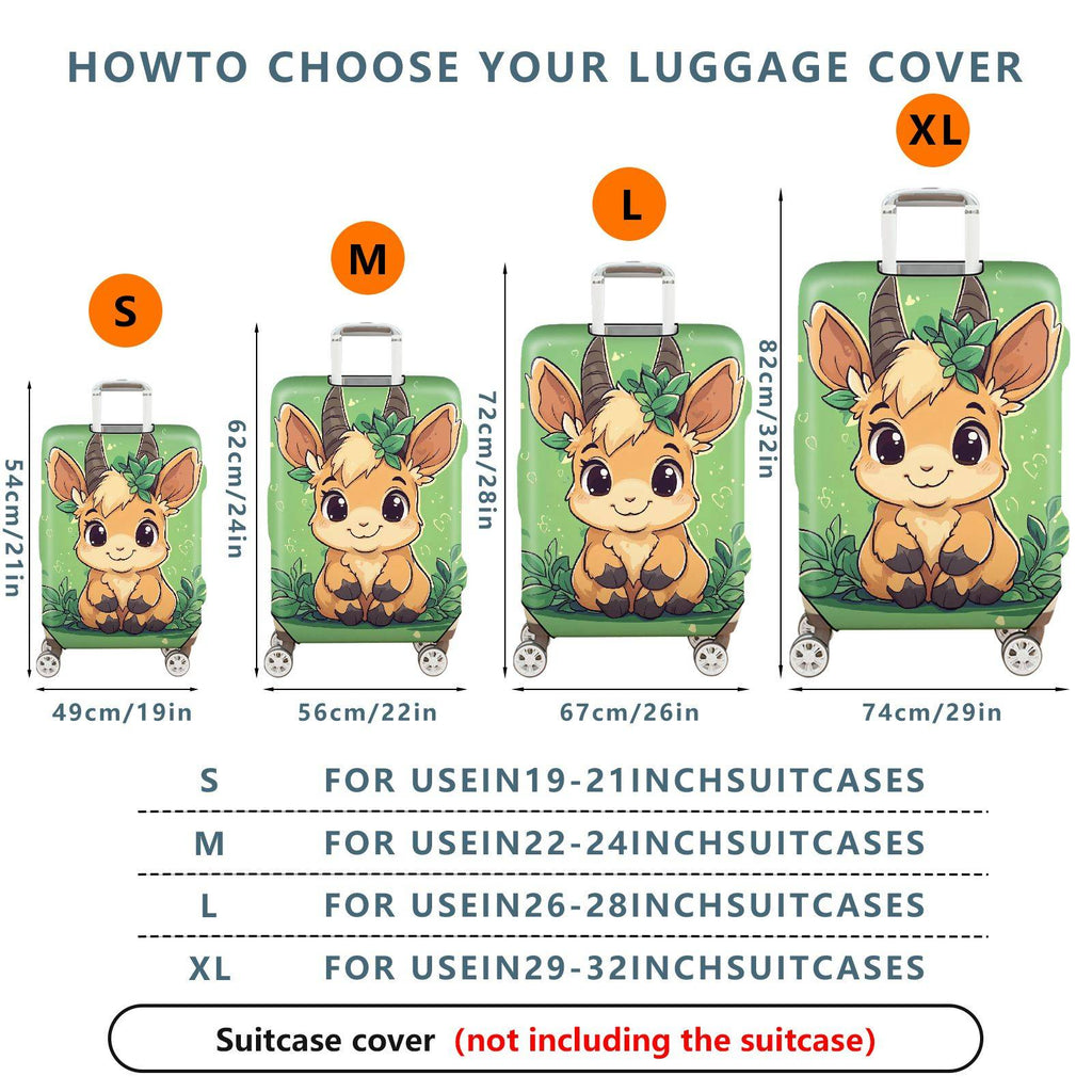 1-Piece Cute  Animal Goat Green Nature Playful Pattern  Suitcase Luggage Cover, Stretch Protective Sleeve