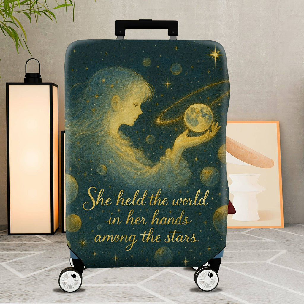1-Piece Cosmic Starry Dream Girl Universe Art Astral  Suitcase Luggage Cover, Stretch Protective Sleeve