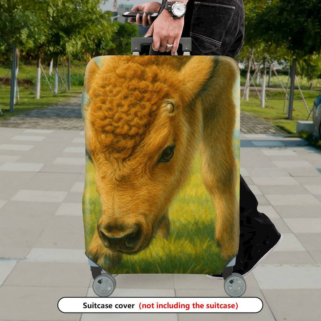 1-Piece Cute Animal Pastoral Nature Buffalo Travel  Suitcase Luggage Cover, Stretch Protective Sleeve