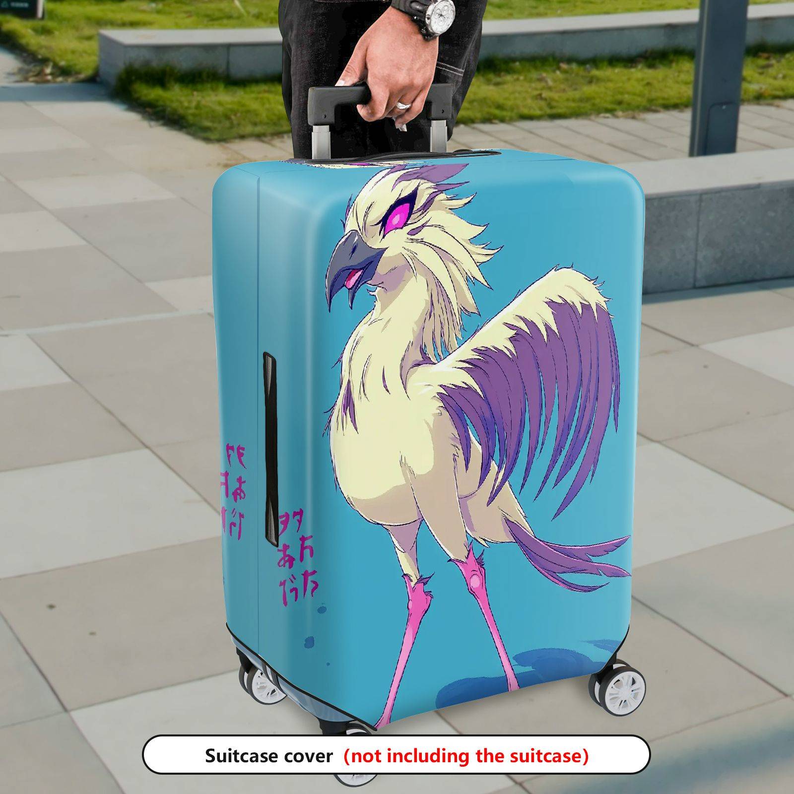1-Piece Fantasy Bird Blue Feather Creative Artistic  Suitcase Luggage Cover, Stretch Protective Sleeve