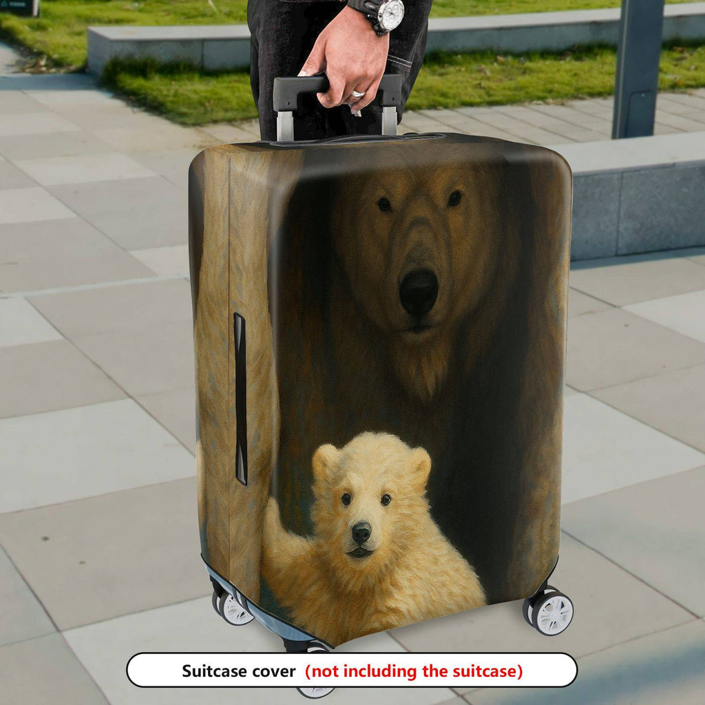 1-Piece Cute Polar Bear Animal Art Cave Painting Travel  Suitcase Luggage Cover, Stretch Protective Sleeve