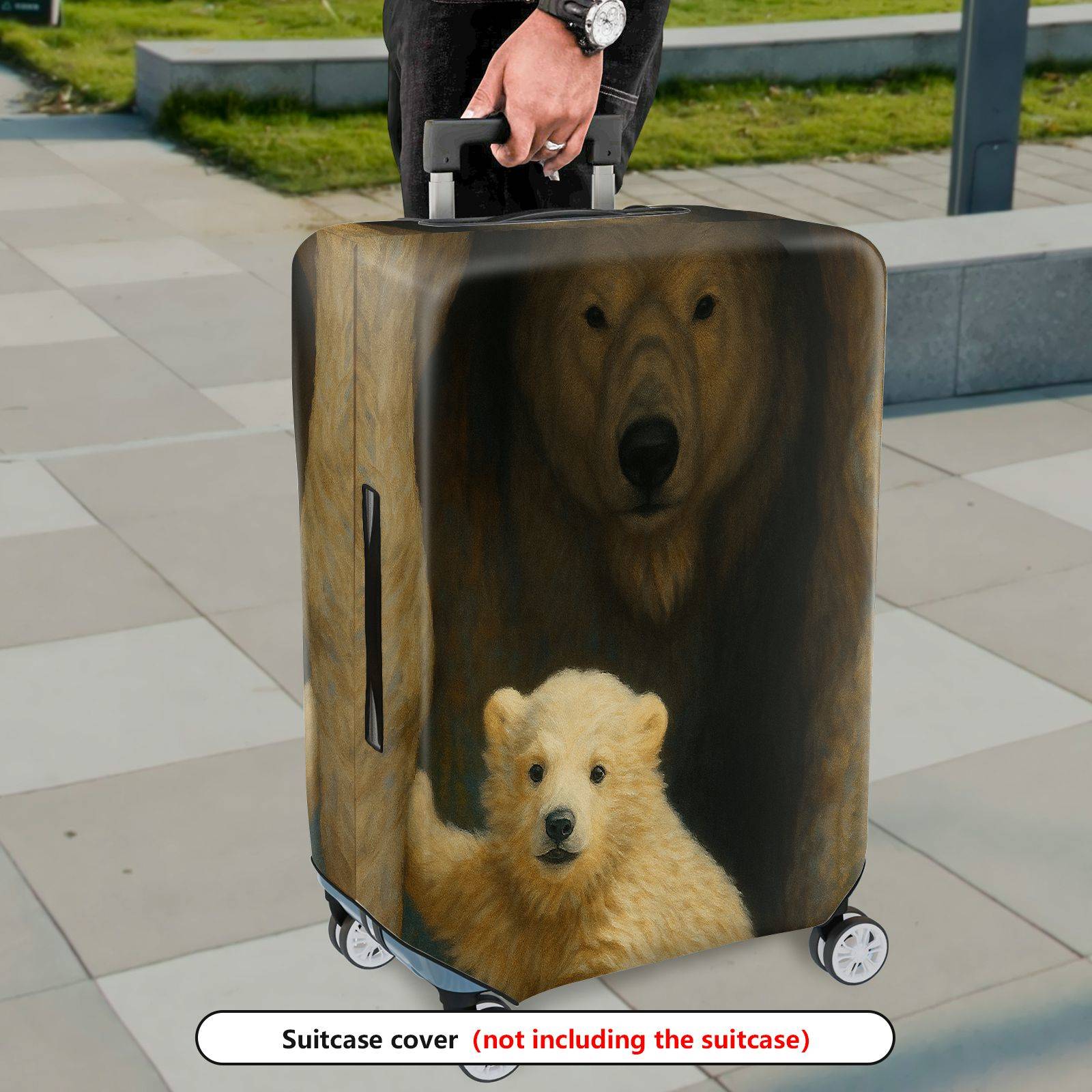 1-Piece Cute Polar Bear Animal Art Cave Painting Travel  Suitcase Luggage Cover, Stretch Protective Sleeve