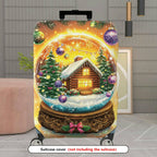 1-Piece Snow Globe Christmas Cabin Holiday Festive Winter  Suitcase Luggage Cover, Stretch Protective Sleeve