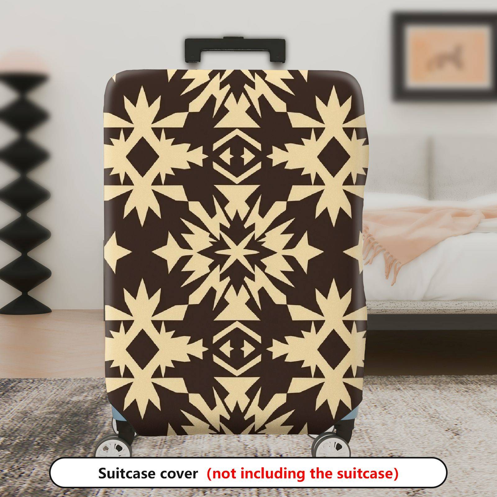1-Piece Geometric Star Pattern Brown Cream Stylish Chic Modern  Suitcase Luggage Cover, Stretch Protective Sleeve