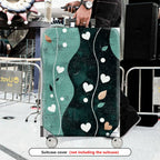 1-Piece Abstract Heart Leaf Artistic Pastel Green Decorative  Suitcase Luggage Cover, Stretch Protective Sleeve