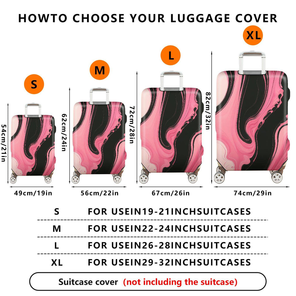 1-Piece Pink Black Abstract Fluid Artistic Modern Stylish  Suitcase Luggage Cover, Stretch Protective Sleeve