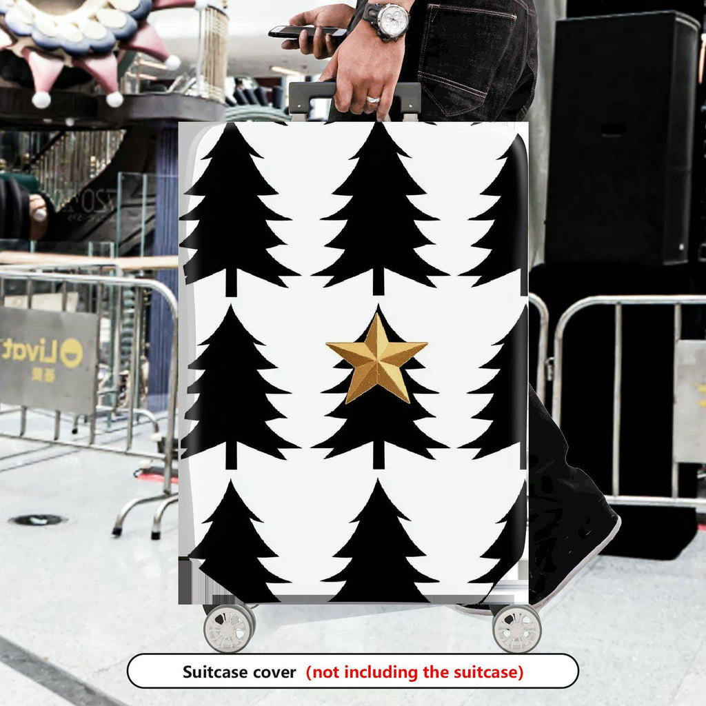 1-Piece Christmas Tree Star Holiday Festive Luggage  Suitcase Luggage Cover, Stretch Protective Sleeve
