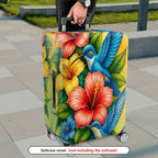 1-Piece Colorful Floral Bird Art Luggage  Suitcase Luggage Cover, Stretch Protective Sleeve