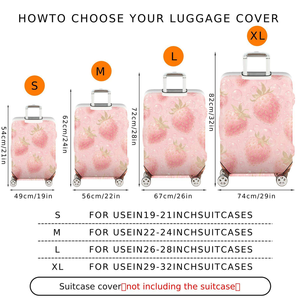 1-Piece Strawberry Pink Bubble Cute Fun Cheerful  Suitcase Luggage Cover, Stretch Protective Sleeve