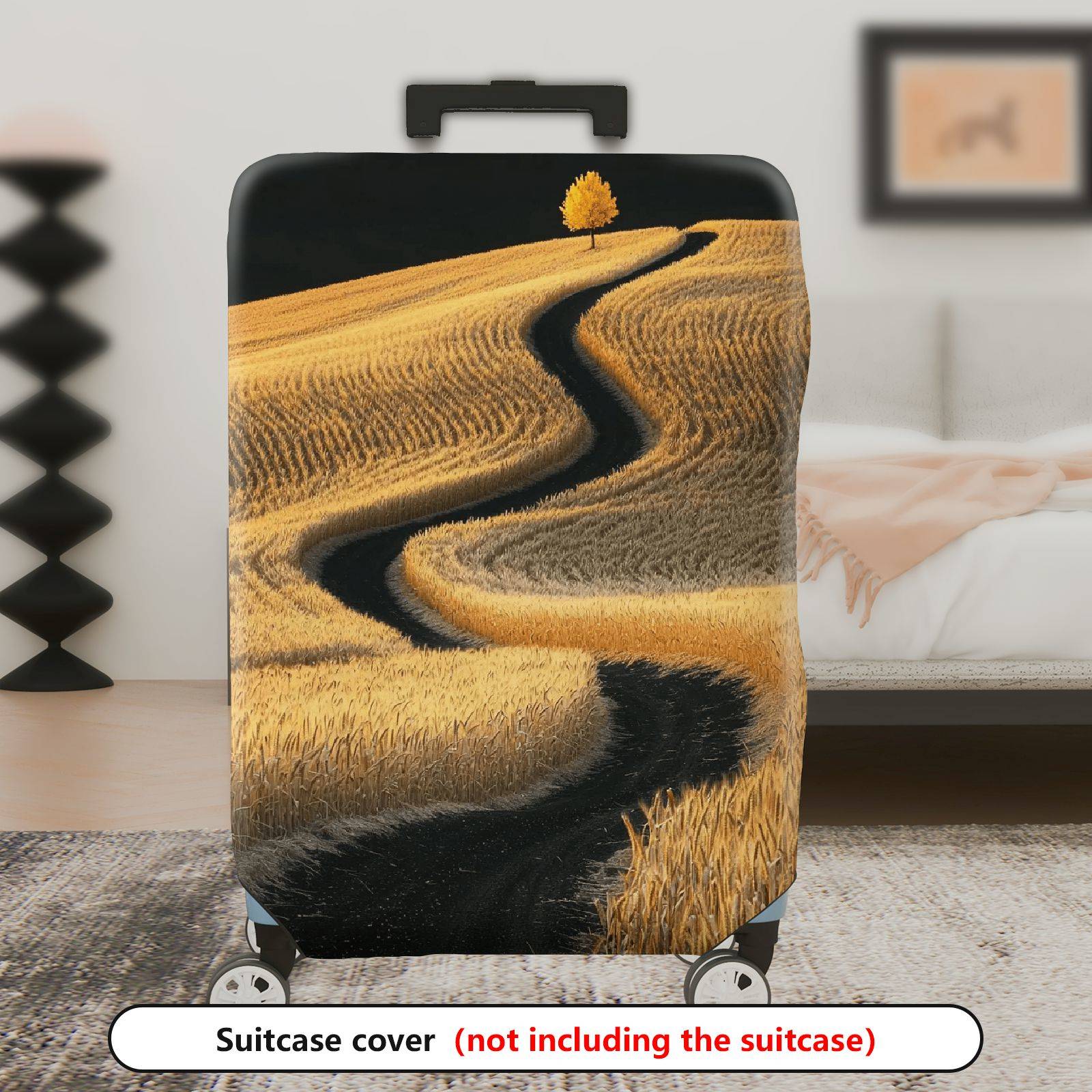 1-Piece Scenic Field Path Autumn Nature Landscape Tree  Suitcase Luggage Cover, Stretch Protective Sleeve