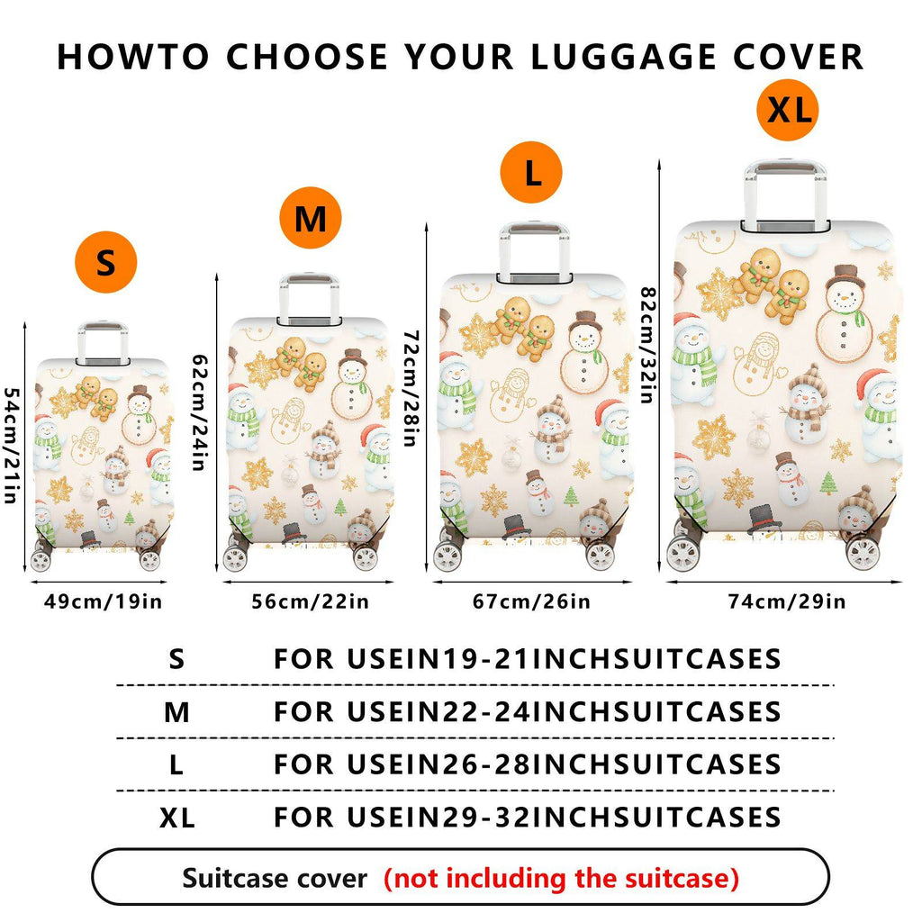 1-Piece Snowman Gingerbread Snowflakes Christmas Holiday  Suitcase Luggage Cover, Stretch Protective Sleeve