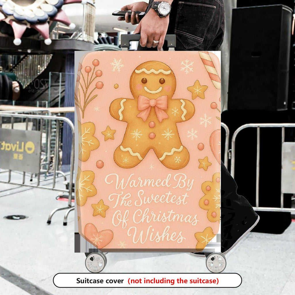1-Piece Gingerbread Cookie Christmas Holiday Festive Cheer  Suitcase Luggage Cover, Stretch Protective Sleeve