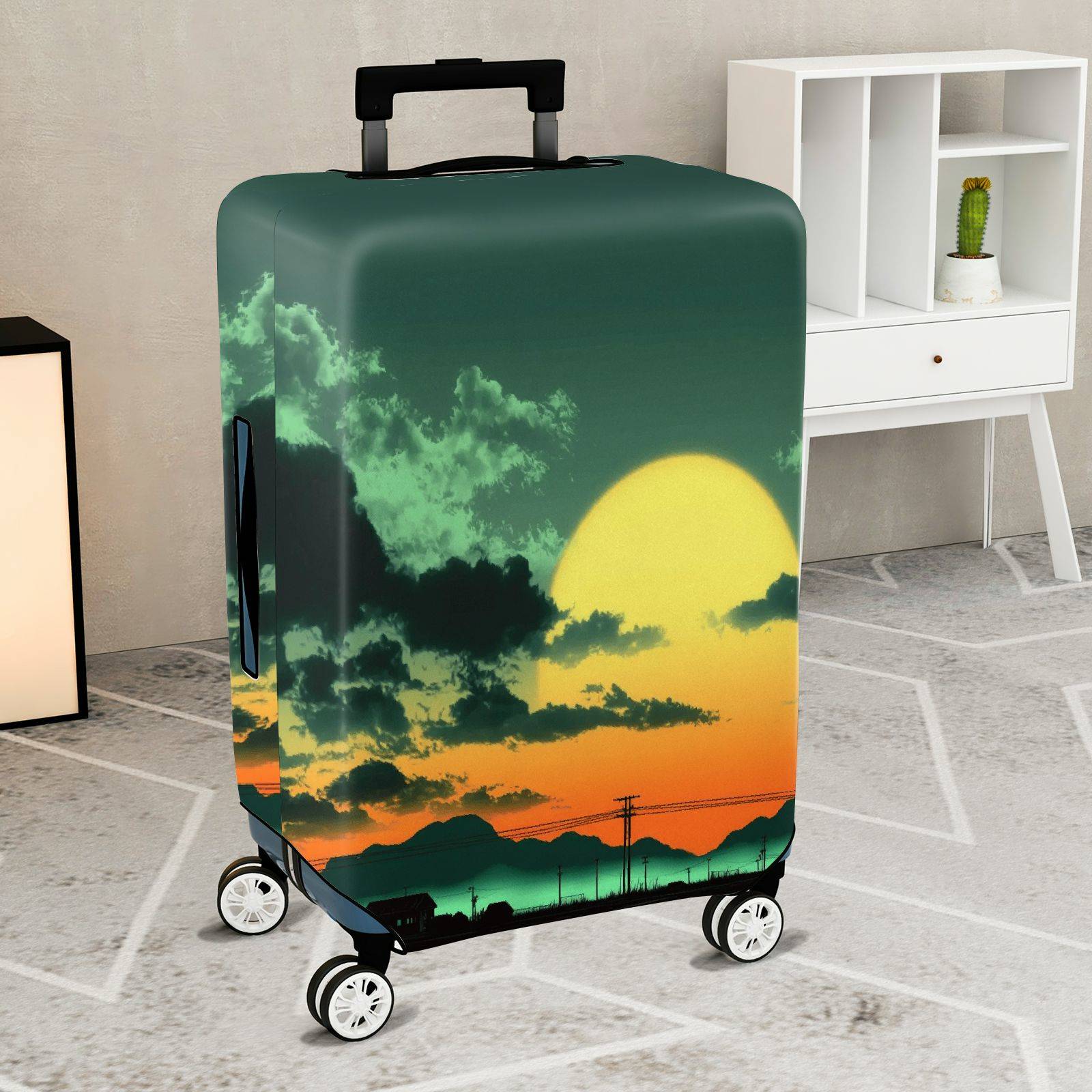 1-Piece Sunset Mountain Landscape Cloud Sky Nature  Suitcase Luggage Cover, Stretch Protective Sleeve