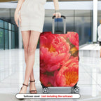 1-Piece Floral Peony Pink Sparkle Artistic Nature  Suitcase Luggage Cover, Stretch Protective Sleeve