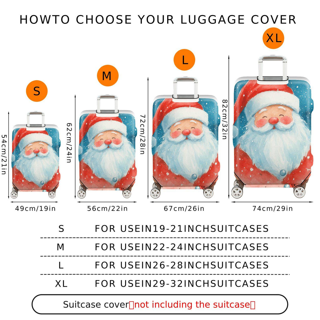 1-Piece Santa Claus Christmas Winter Snow Holiday  Suitcase Luggage Cover, Stretch Protective Sleeve