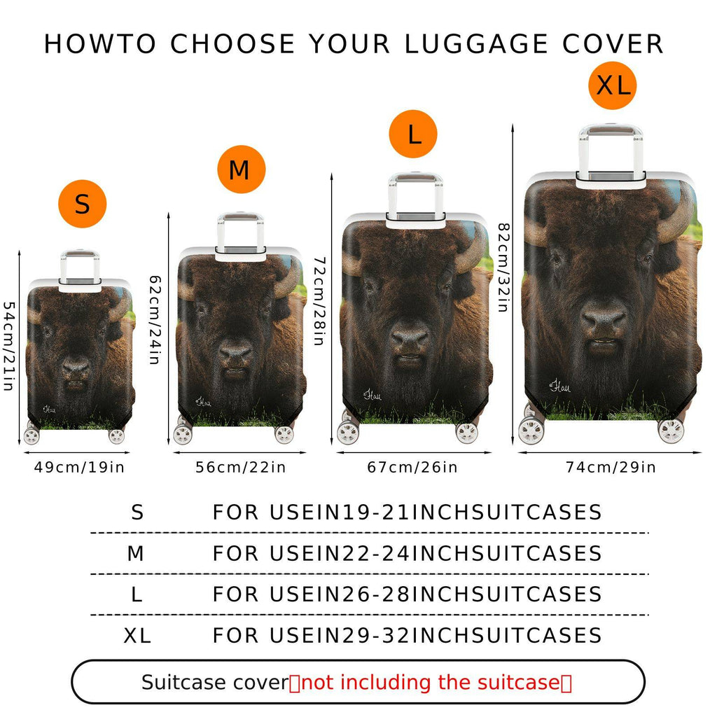 1-Piece Bison Wildlife Nature Animal Landscape Scenic  Suitcase Luggage Cover, Stretch Protective Sleeve