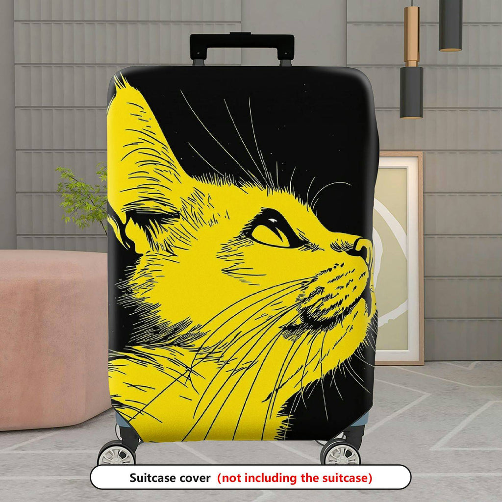 1-Piece Yellow Cat Artistic Stylish Unique Creative Modern  Suitcase Luggage Cover, Stretch Protective Sleeve