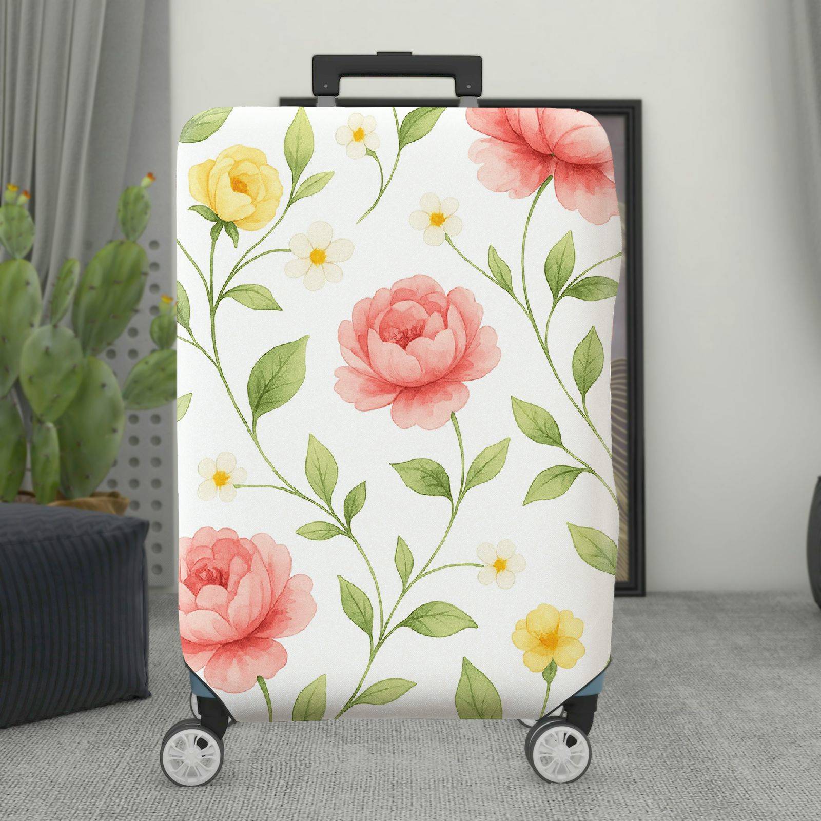 1-Piece Floral Spring Summer Vibrant Colorful Nature  Suitcase Luggage Cover, Stretch Protective Sleeve