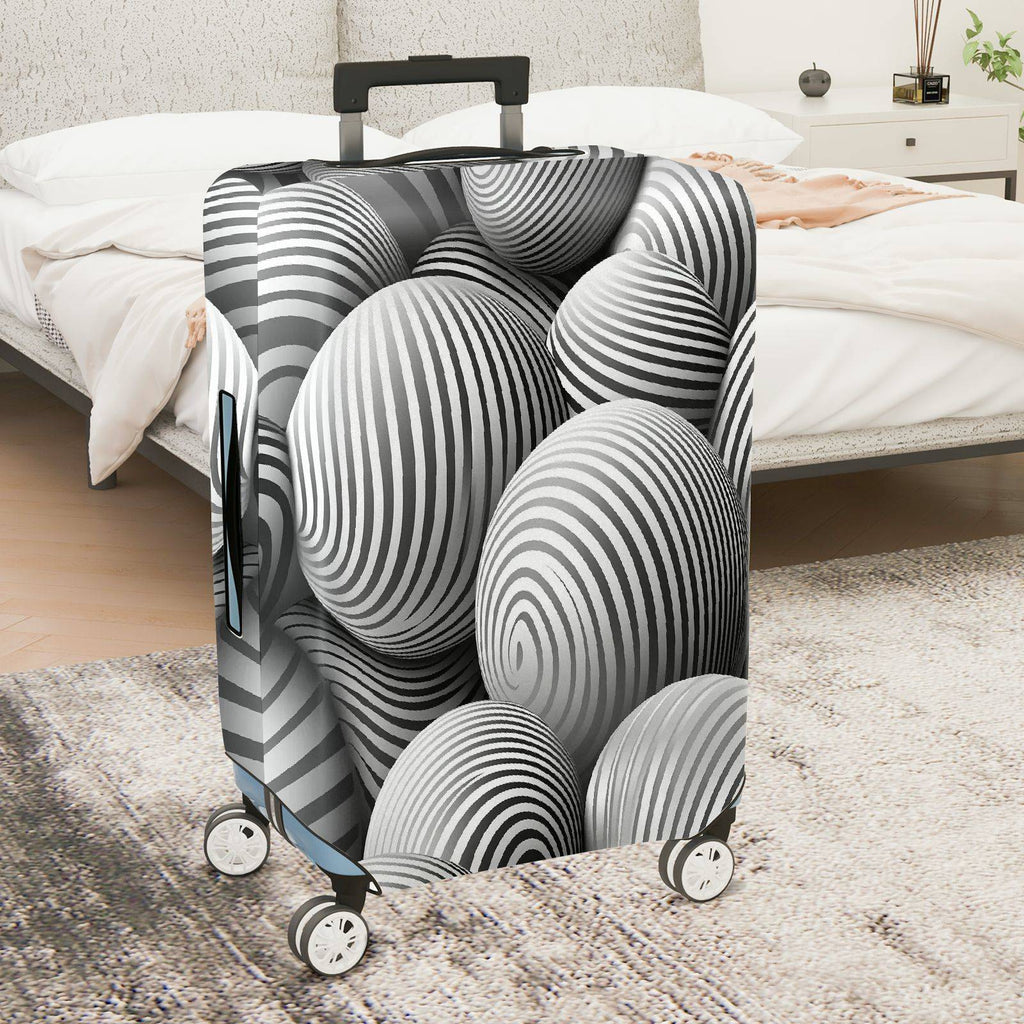 1-Piece Monochrome Striped Abstract Geometric Illusion Artistic  Suitcase Luggage Cover, Stretch Protective Sleeve