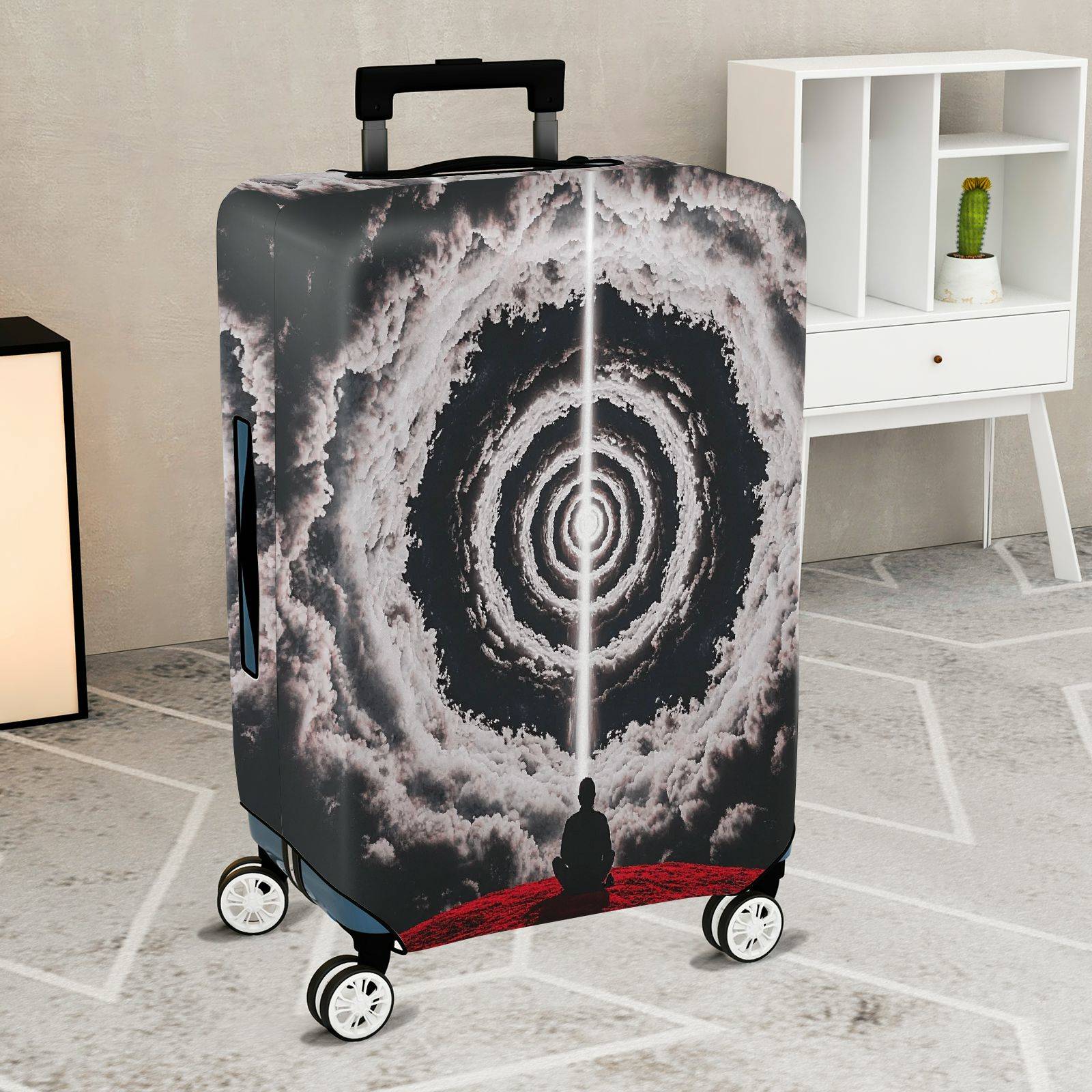 1-Piece Meditation Cosmic Vortex Storm Abstract Artistic  Suitcase Luggage Cover, Stretch Protective Sleeve