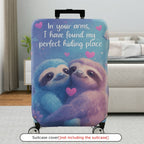1-Piece Cute Romantic Sloth Love Heart Nature  Suitcase Luggage Cover, Stretch Protective Sleeve