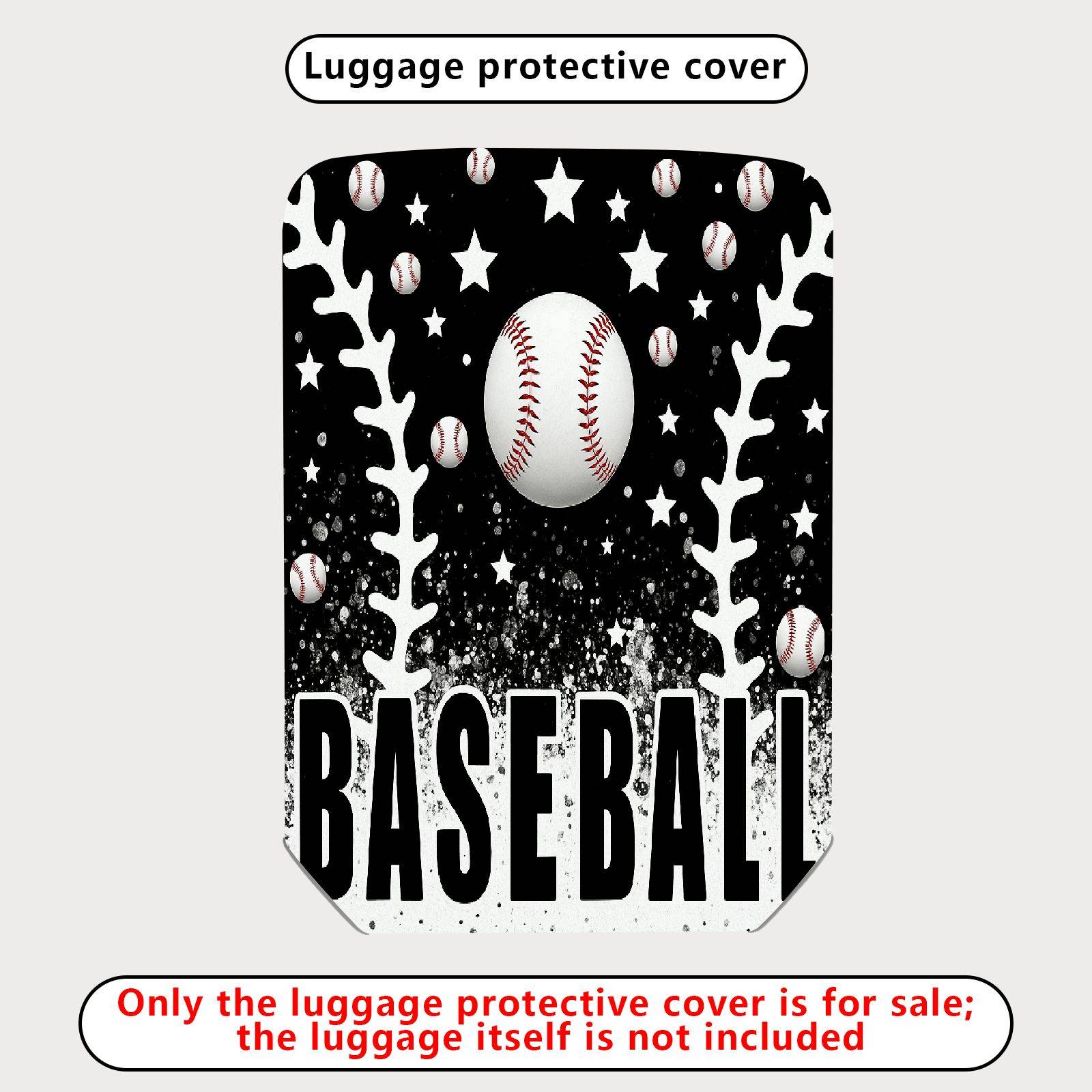 1-Piece Baseball Black White Stars Sport Travel Holiday  Suitcase Luggage Cover, Stretch Protective Sleeve