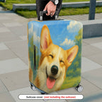 1-Piece Dog Painting Art Cute Smiling Nature Colorful  Suitcase Luggage Cover, Stretch Protective Sleeve