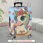 1-Piece Cute Colorful Unicorn Floral Heart Fantasy Rainbow  Suitcase Luggage Cover, Stretch Protective Sleeve