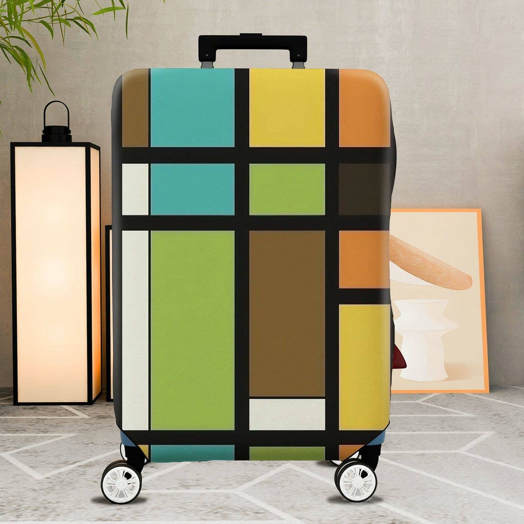 1-Piece Colorful Abstract Geometric Pattern Art  Suitcase Luggage Cover, Stretch Protective Sleeve