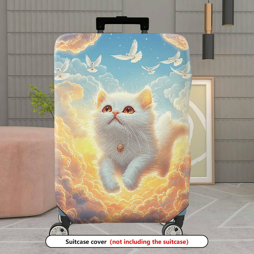 1-Piece Cute Cat Cloud Sky Dove Fantasy  Suitcase Luggage Cover, Stretch Protective Sleeve