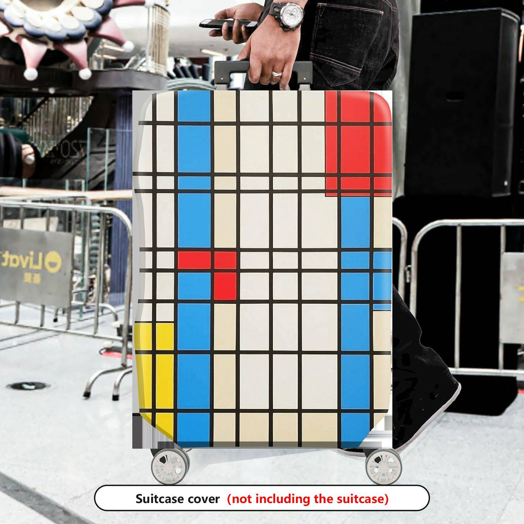 1-Piece Geometric Colorful Retro Modern Artistic Chic  Suitcase Luggage Cover, Stretch Protective Sleeve