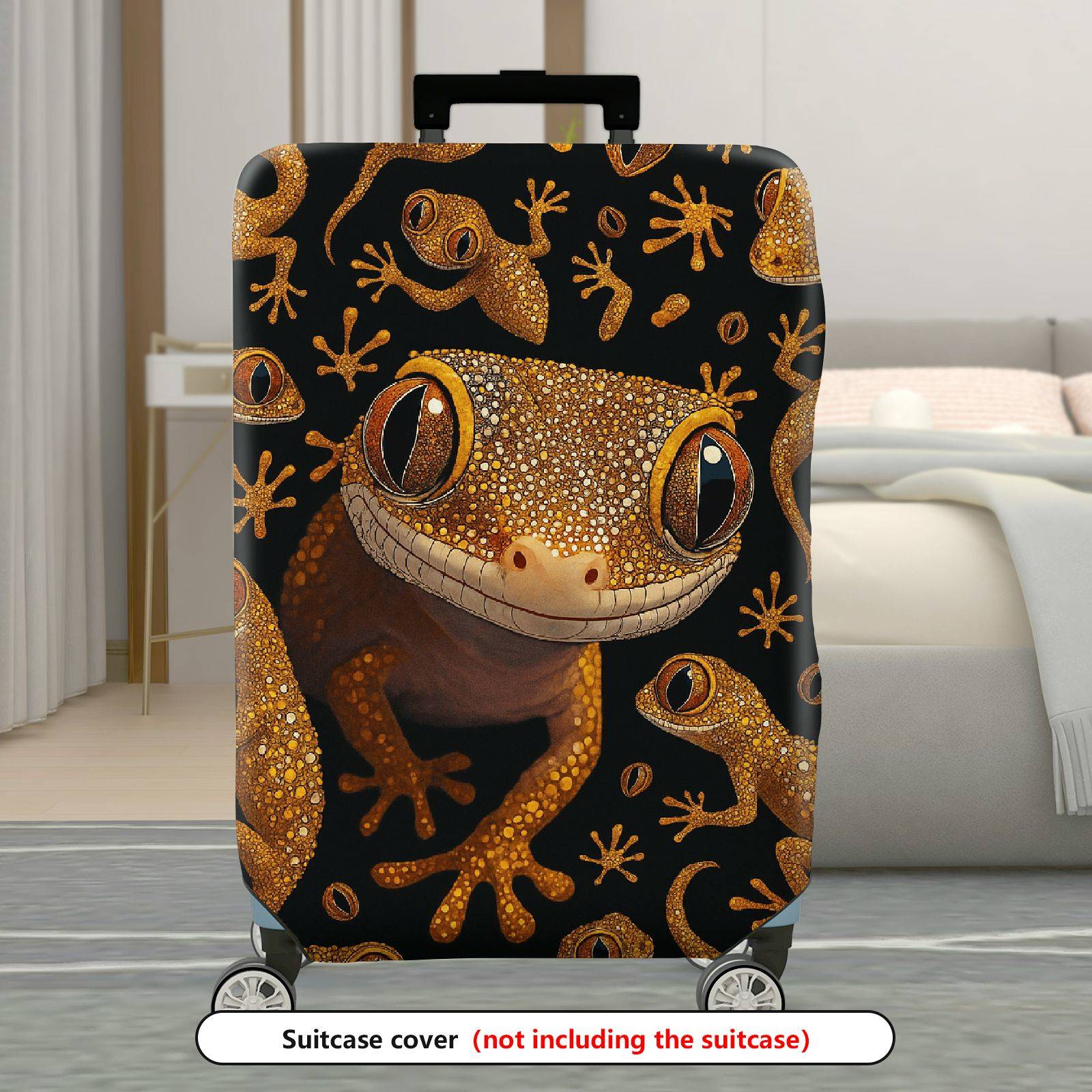 1-Piece Gecko Reptile Animal  Cute Fun  Suitcase Luggage Cover, Stretch Protective Sleeve