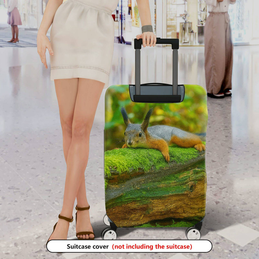 1-Piece Cute Relaxed Squirrel Forest Nature Wildlife  Suitcase Luggage Cover, Stretch Protective Sleeve