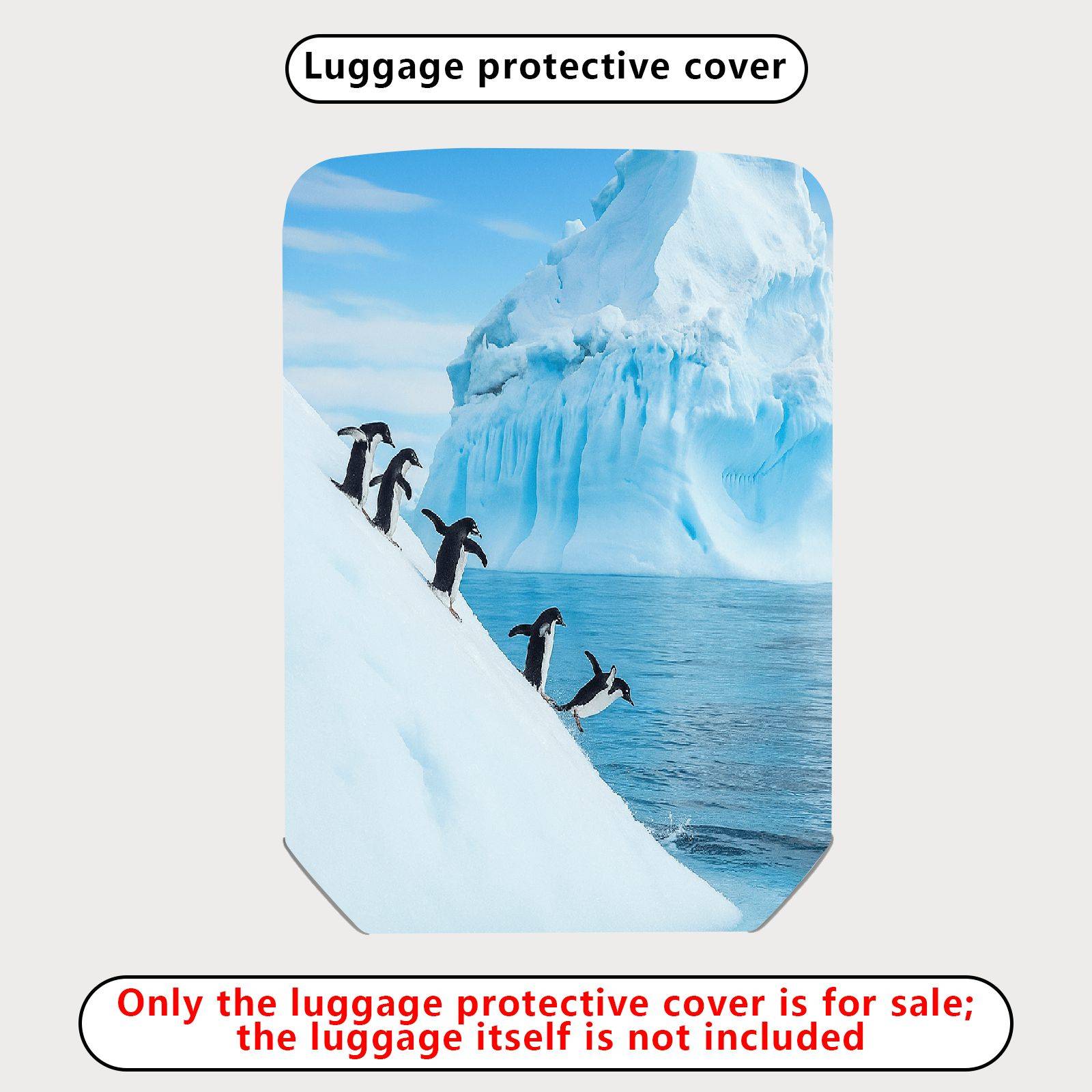 1-Piece Penguin Iceberg Ocean Winter Landscape Nature  Suitcase Luggage Cover, Stretch Protective Sleeve