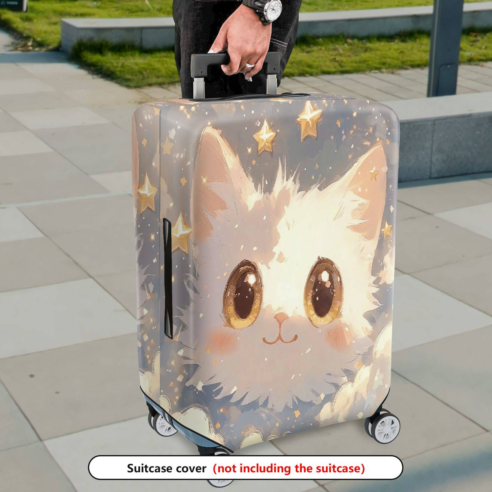 1-Piece Cute Cat Starry Night  Animal Lovely  Suitcase Luggage Cover, Stretch Protective Sleeve