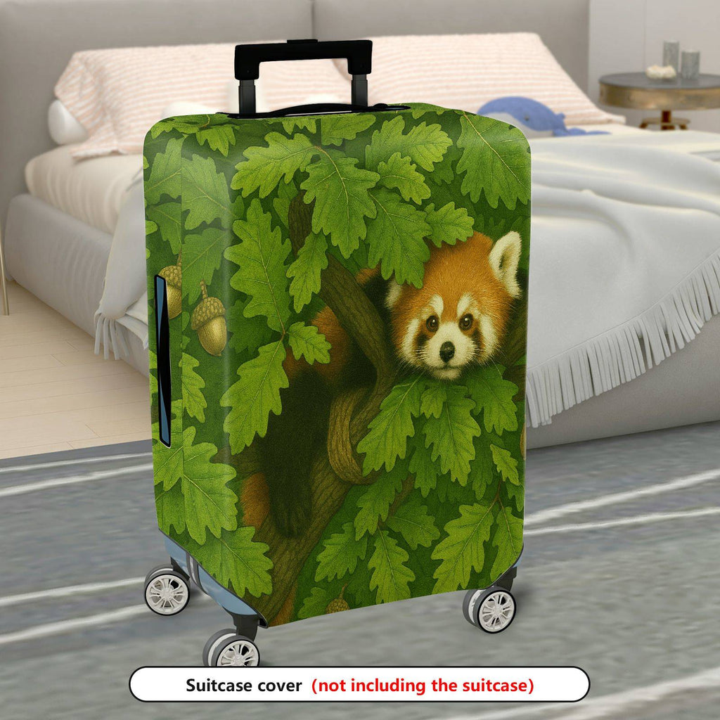 1-Piece Cute Green Forest Animal Red Panda Nature  Suitcase Luggage Cover, Stretch Protective Sleeve