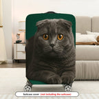 1-Piece Cute Cat Green Furry Animal Stylish  Suitcase Luggage Cover, Stretch Protective Sleeve