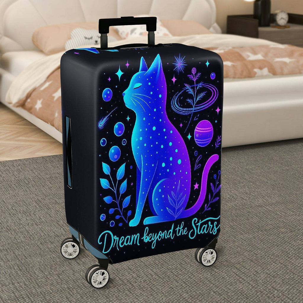1-Piece Galaxy Cat Starry Night Cosmic Space Dream  Suitcase Luggage Cover, Stretch Protective Sleeve