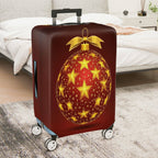 1-Piece Gold Star Ornament Christmas Bow Festive Holiday  Suitcase Luggage Cover, Stretch Protective Sleeve