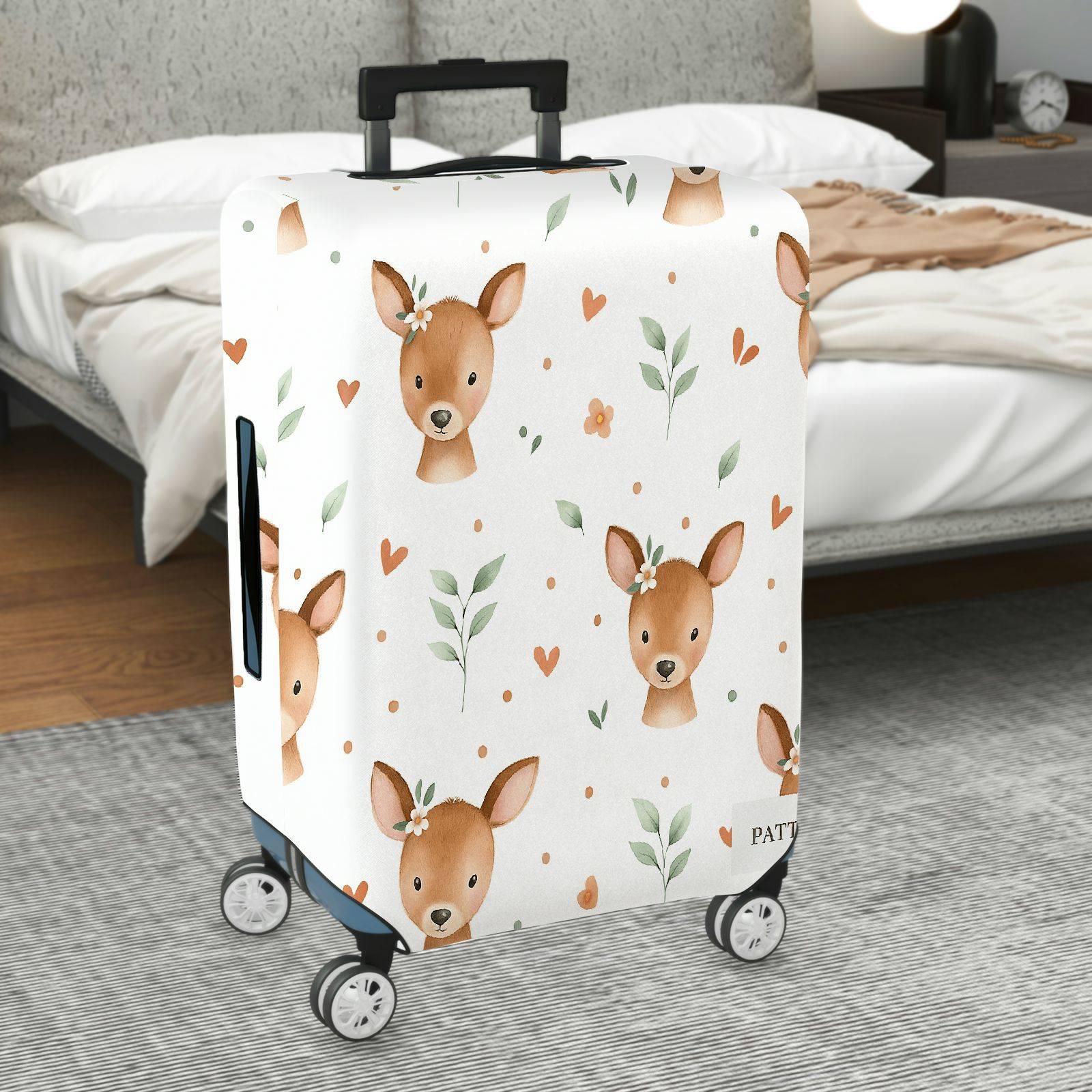 1-Piece Deer Floral Heart Leaf Pattern  Suitcase Luggage Cover, Stretch Protective Sleeve