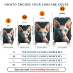 1-Piece Abstract Cat Ear Artistic Unique Creative Stylish  Suitcase Luggage Cover, Stretch Protective Sleeve