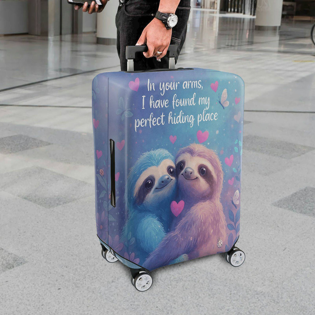 1-Piece Cute Romantic Sloth Love Heart Nature  Suitcase Luggage Cover, Stretch Protective Sleeve