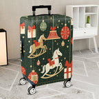 1-Piece Christmas Holiday Festive Gift Horse Ornament  Suitcase Luggage Cover, Stretch Protective Sleeve
