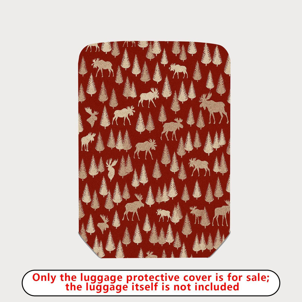 1-Piece Red Elk Christmas Holiday Forest Wildlife Vintage  Suitcase Luggage Cover, Stretch Protective Sleeve